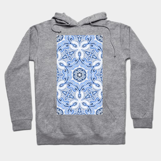 Periwinkle Blue Textured Boho Hex Pattern Hoodie by micklyn